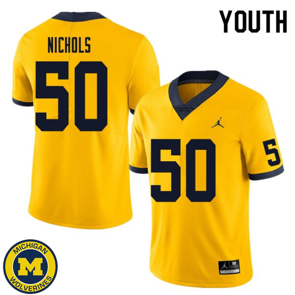 Youth Michigan Wolverines #50 Jerome Nichols Yellow Embroidery Jersey